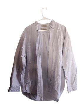 Naturalife Cotton Lightweight Striped Button Down Shirt - Blue/White XL